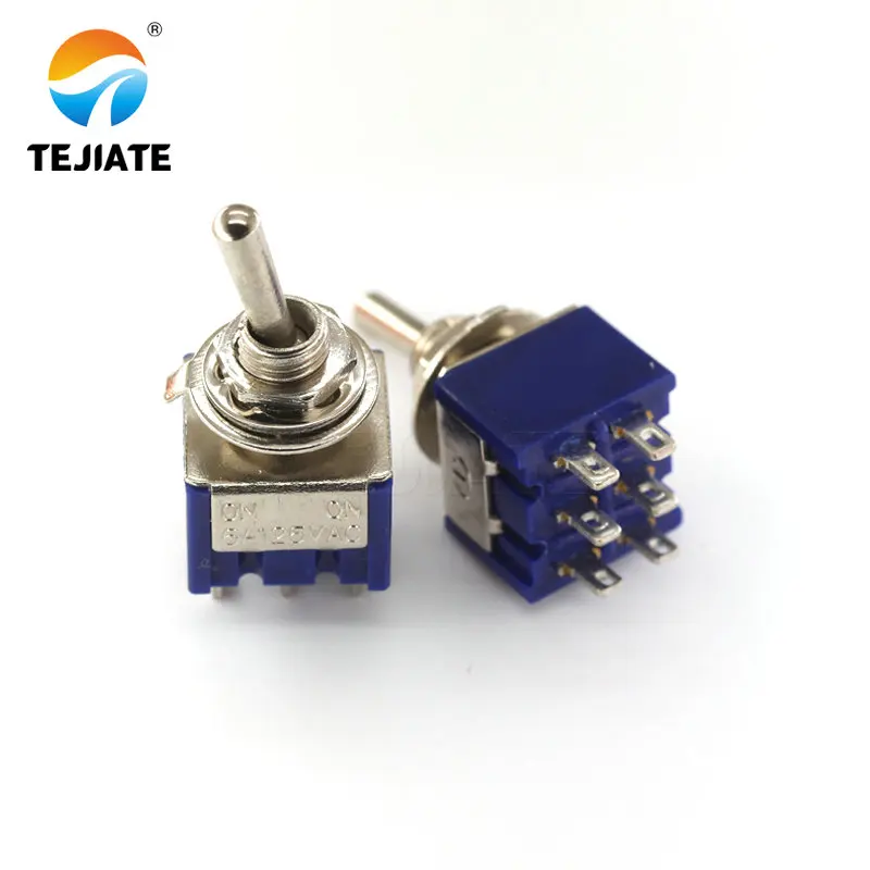 

5pcs MTS-202 DPDT Switch 6A 125V AC 6-Pin ON-ON Mini Toggle Switches 31*13*12mm For Switching Lights Motors Mayitr