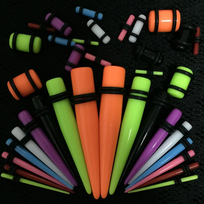 

36pcs Acrylic Ear Gauge Taper and Plug Stretching Kits Mixed Color Ear Flesh Tunnel Expansion Body Piercing Jewelry 14G-00G EK