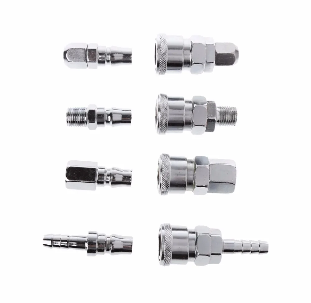 

8 Pcs 1/4" Pneumatic Air Compressor Hose Quick Coupler Plug Socket Connector Set Dls HOmeful