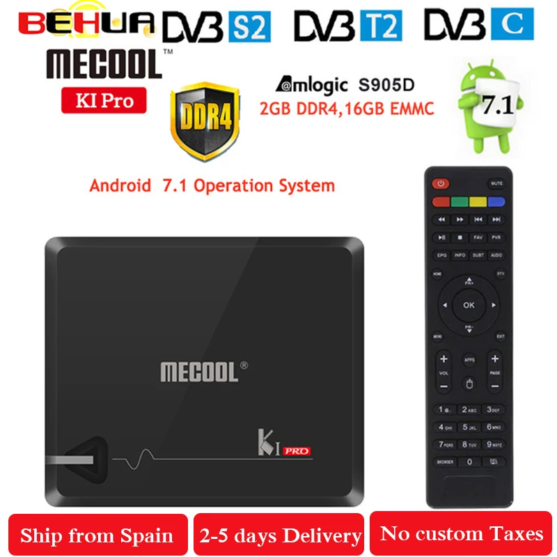 ТВ бокс MECOOL KI PRO KIPRO DVB S2 + T2 Amlogic S905D Quad 2G 16G поддержка & S2/DVB T2/DVBS2 телеприставка Android tv