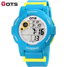 OTS Impermeable Niños Niños Niñas Niños Multifunción Digital LED de Alarma Fecha Reloj de Pulsera Deportivo de Cuarzo Alipower