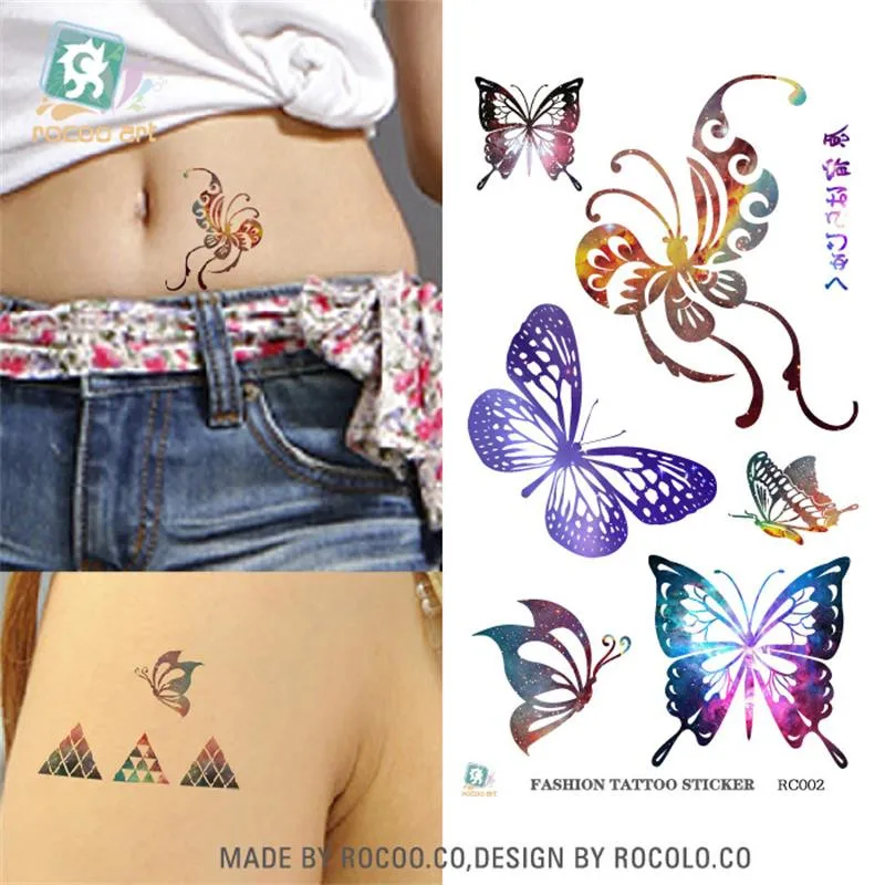 

summer style Harajuku waterproof temporary tattoos for lady women Colorful butterfly design tattoo sticker R3002