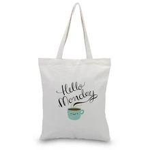 Неделя текст холст вместительная сумка для покупок мешок ежедневного использования пользовательский печать логотип DIY эко экологическая многоразовая утилизация