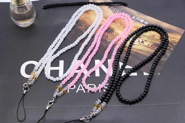 

1pcs High Quality Pearl Crystal Bling Neck Lanyard For ID Badge Holder with Clips String Many Colors
