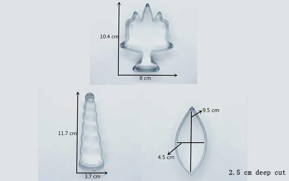 KENIAO Ухо единорога- 3 предметов Резак для печенья- Печенье / Помадка / Кондитерские изделия / Хлеборезки- Нержавеющая сталь