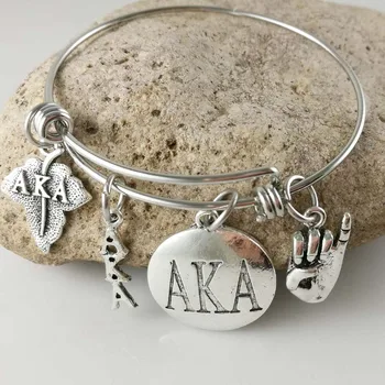 

drop shipping AKA letter IVY pinky charm bangle for sister gift Jewelry