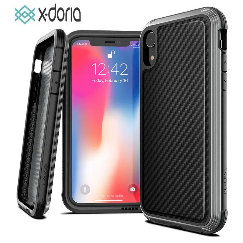 Online X doria defensa Lux funda para iPhone X XR XS Max militar grado probado carcasa Coque para iPhone XR XS Max cubierta de aluminio