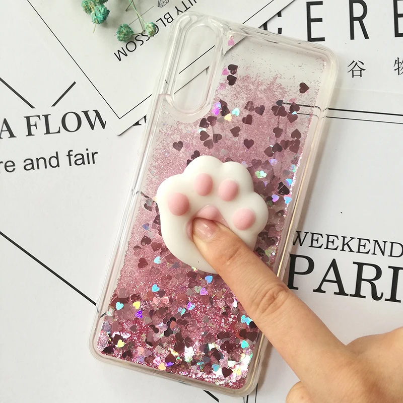 3D Squishy Cat Cases For Huawei P smart P8 p9 lite mini 2017 Liquid Glitter Cover Honor 8 lite 8 pro 9 10 V10 6A 6X 5A 5X 5C 4A (6)