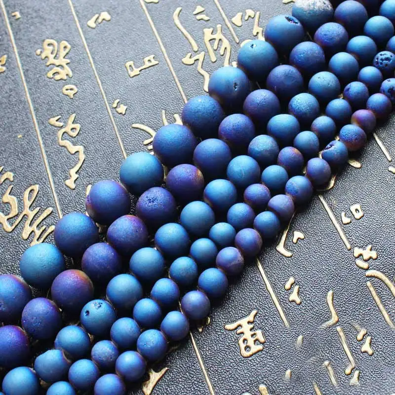 

Wholesale Blue Plating agates, Smile agates Round Beads15",For DIYJewelry making!We provide mixed wholesale for all items !