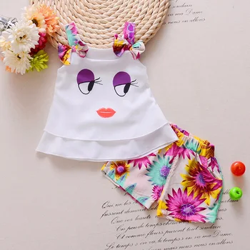 

2018 Summer Chiffon Sleeveless Blouse Shorts 1-4 Years Baby Fashion Two Set Children's Clothing Wholesale