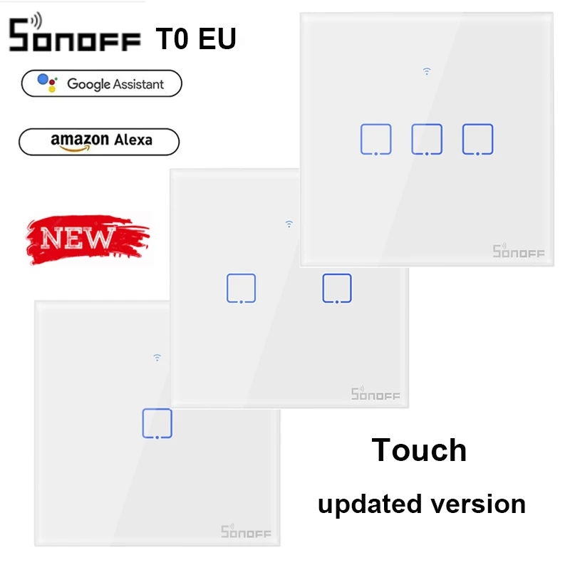 Sonoff T0 ЕС сенсорный обновленная версия Wi-Fi настенный сенсорный выключатель беспроводной пульт дистанционного управления ламповое реле приложение управление 86 дюймов прозрачные панели