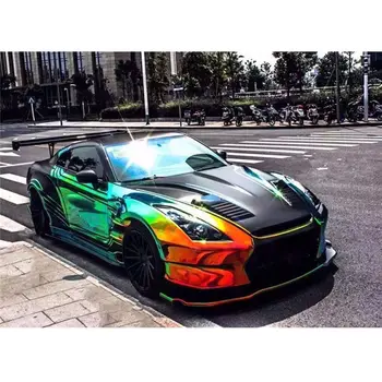 

Rainbow Chrome Effect Craft Vinyl Film Car Cup Design Decorative Film Self Adhesive DIY Handmade Sticker Decals Width 1.38x2m