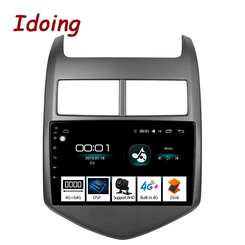 Discount Idoing 9"4G+64G 2.5D IPS Octa Core Car Android8.1 Radio DSP  Multimedia Player For Chevrolet Aveo 2011-2013 GPS Navigation Video 1
