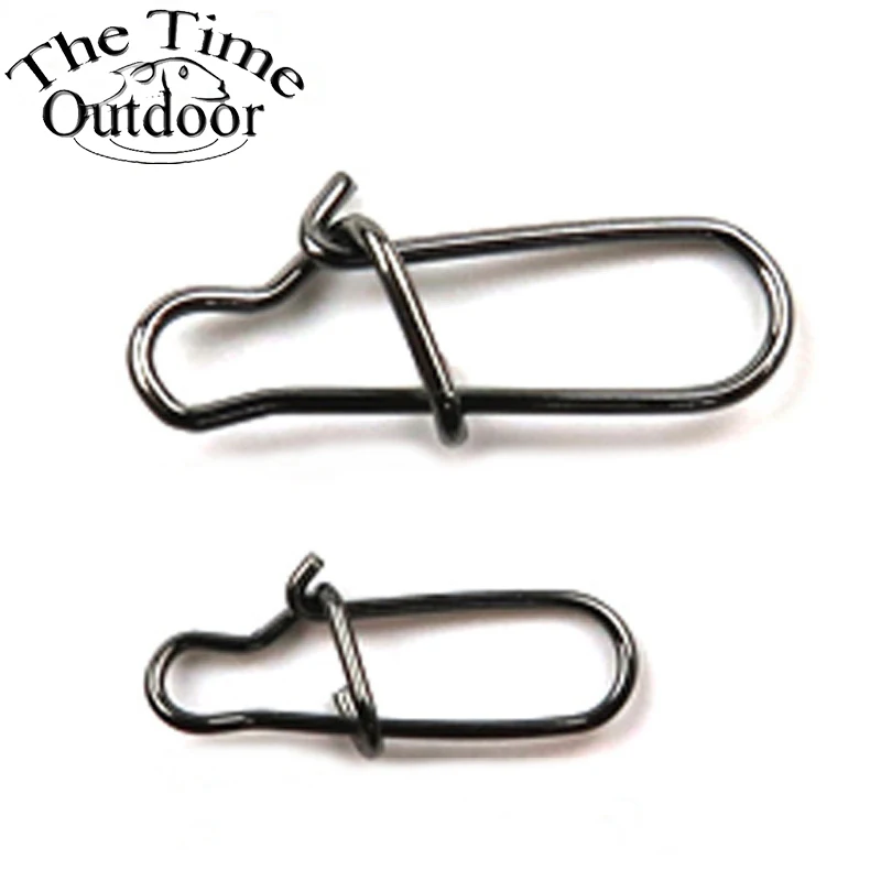 100pcs Hooked Snap Pin Stainless Steel Fishing Barrel Swivel Safety Snaps Hook Lure Accessories Connector Snap Pesca