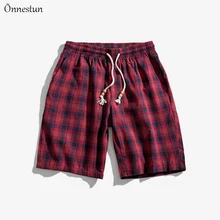 Onnestun Лето новые решетки х/б мужские шорты Slim Fit до колена Повседневная мужская одежда плюс размер модные ретро шорты мужские