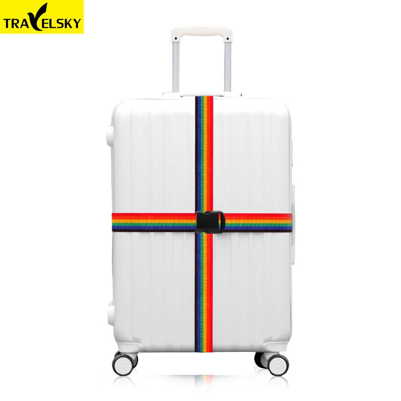 2pcs/set Travelsky New Travel cross straps Strong Nylon Belt size 18 to 34 inches suitcase TSA three layer password lock Strap 