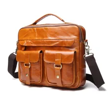 Мужская сумка на плечо из натуральной кожи, повседневная винтажная мужская сумка, модная новая сумка для ноутбука, кожаные сумки через плечо, мужская сумка