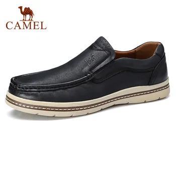 

CAMEL Men Shoes Autumn Retro Matte Genuine Leather Loafers Man Casual Soft Foldable Flats England Trend Footwear