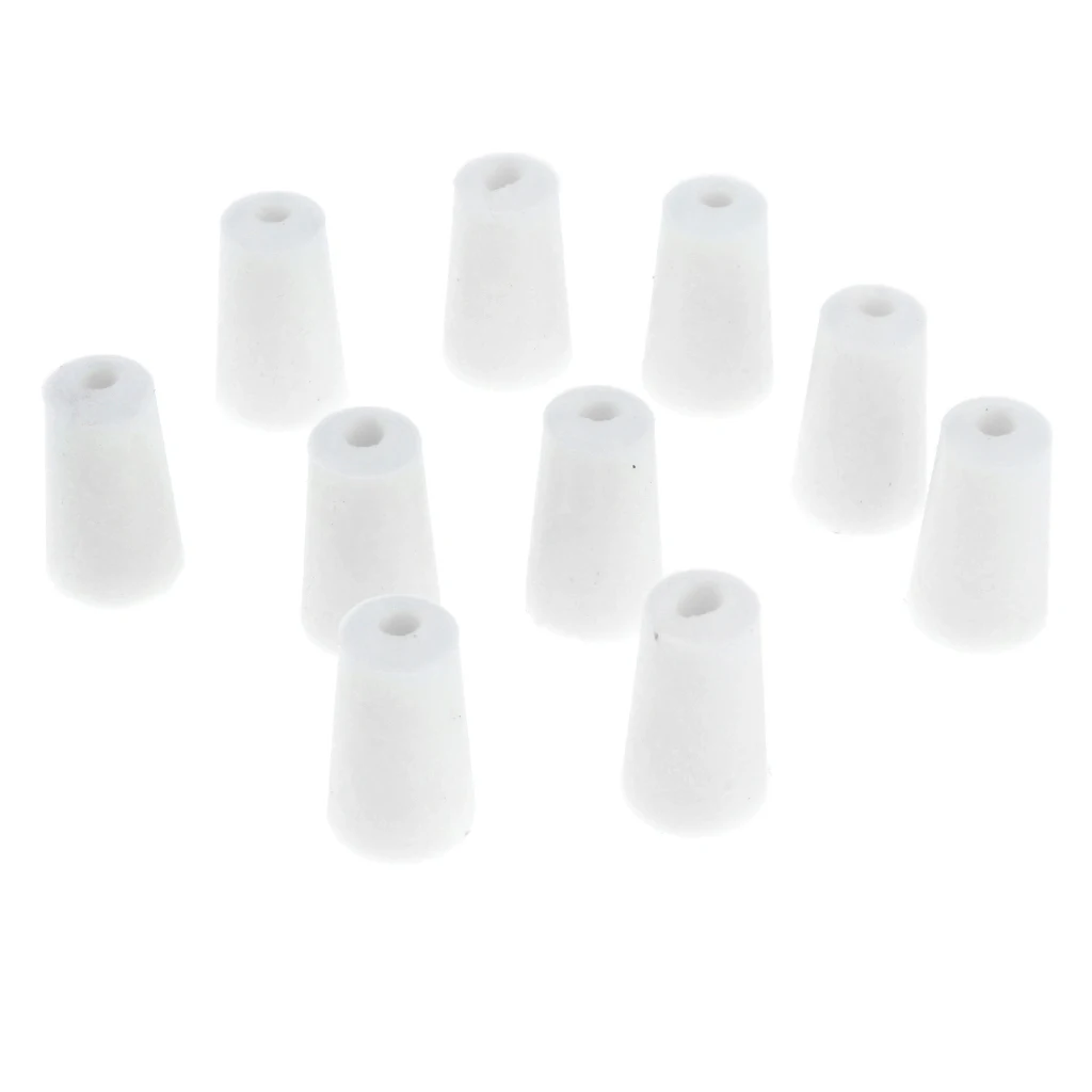10 Pieces 8-12mm White 1 Hole Rubber Stopper Bungs for 10mm Flask Test Tubes Laboratory Supplies