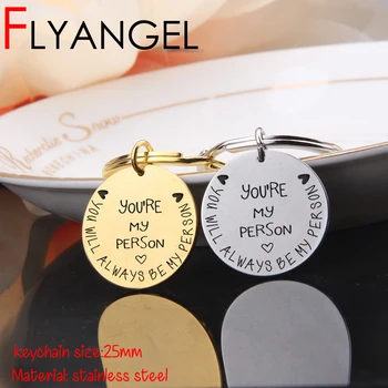 

FLYANGEL Hot Lover Keychain Engraved Key Holder You Are My Person You Will Always Be My Person Cute Keyring Lover Couples Gifts