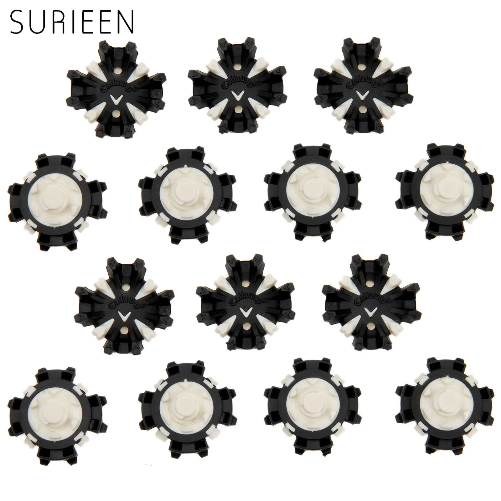 Surieen 14 قطعة/الوحدة الأسود + الأبيض غولف أحذية المسامير softspikes تطور ثلاثي لوك جولف التدريب الايدز سريع 2017 جديد وصول