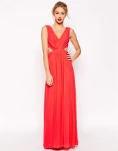 2015 Marvelous A Line Beautiful Red Bridesmaid Dresses Floor Length Chiffon Wedding Guest Dresses Vestido Casamento