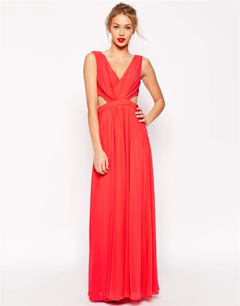 2015 Marvelous A Line Beautiful Red font b Bridesmaid b font font b Dresses b font