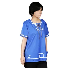Xcoser Zelda Link T-shirt Game The Legend of Zelda Cosplay Costume Blue Unisex Tops Casual Summer Short Sleeve Shirt Vest