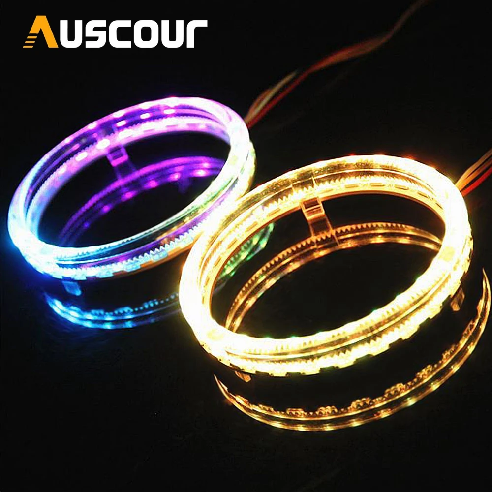 

2pcs 2.5 3.0 inch bixenon projector lens mask car assembly kit RGB app Bluetooth angel eyes shrouds hearlight H1 H4 H7 modify