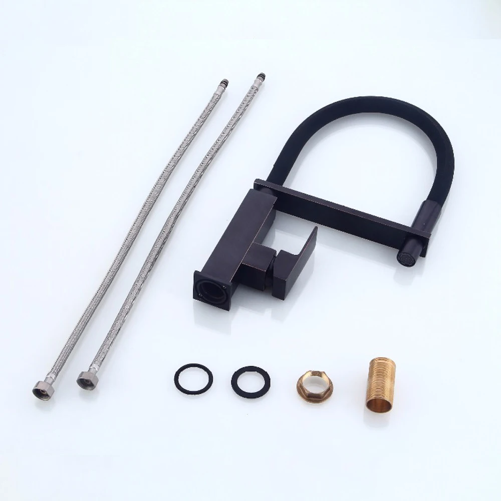 New black pull down kitchen faucet square brass kitchen mixer sink faucet mixer kitchen faucets pull out kitchen tap TL056