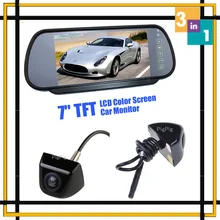 Wholesale 3in1 Hd 7 Lcd Car Mirror Monitor Parking DVD VCD Screen security+ CCD Rear View Camera+front Camera Parking assist