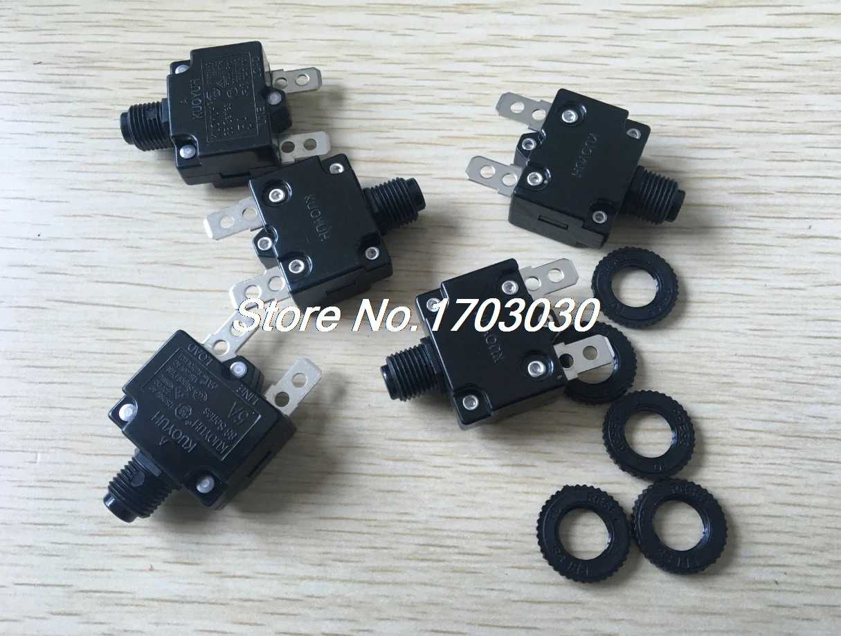 5 pcs 5A amp RESET BUTTON FUSE thermal overload fusein Switches from