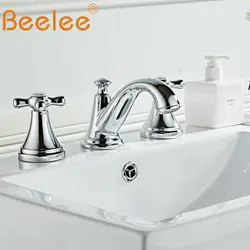 Beelee Ванная раковина кран латунный Смеситель для воды хромированные смесители двойная ручка три отверстия бассейн модный смеситель для