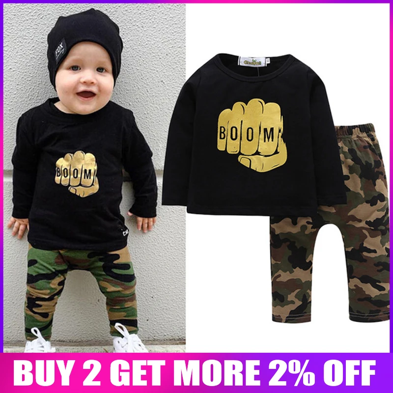 

BibiCola boys clothing set casual children cotton 2pcs clothes t-shirt+pants tracksuit set for kids bebe camouflage outfits
