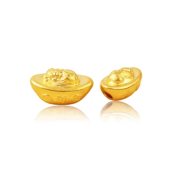 

New 24K Yellow Gold Bead Ingots Pixiu Luck Bead For Women Men Fashion Best Gift 2019