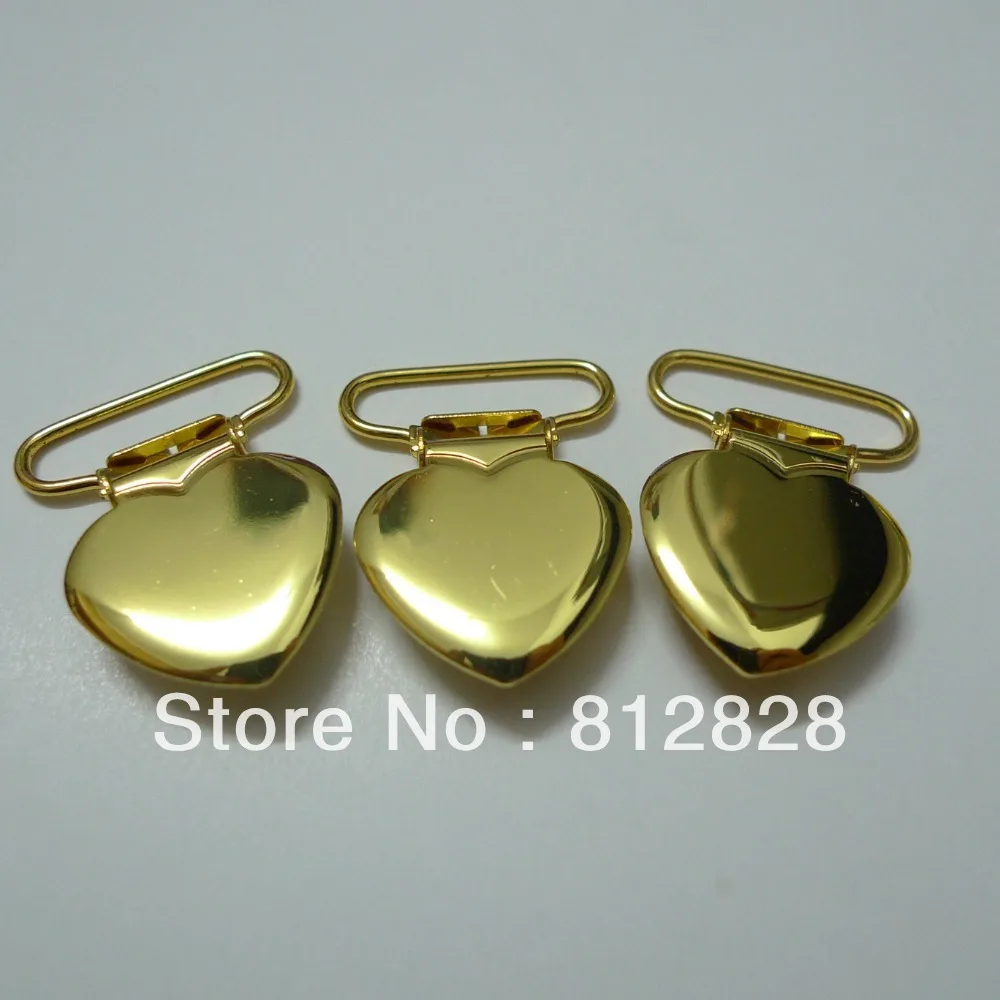 

25pcs 1'' 25mm Gold Color Heart Shape Suspender Clips