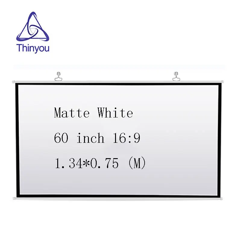 

Thinyou 60 inches 16:9 Manual Pull Down Wall Mounted Portable Home Theater wall Projection Screen Matte White Full HD