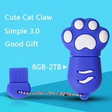 Реальный Ёмкость 1 шт./лот мультфильм Розовый и красный цвет синего цвета в виде кошачьей лапки, Usb флеш-накопитель 64Гб флеш-накопитель 256 ГБ флэш-накопитель 32 ГБ 512 ГБ USB 3,0 Stick ключ