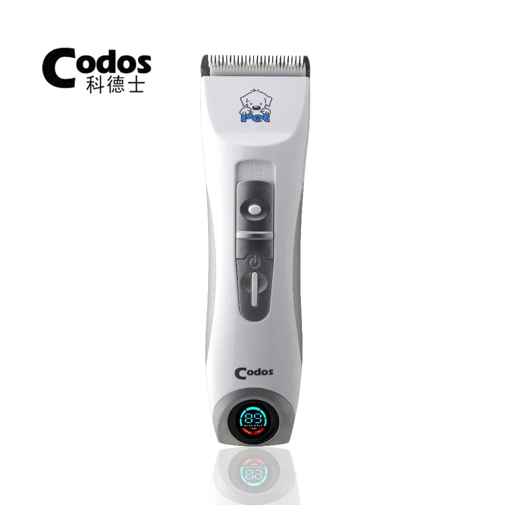 

Professional Codos CP9600 Pet Electric Shaver LCD Display Dog Trimmer Grooming Haircut Machine Silver Rechargeable Dog Clipper