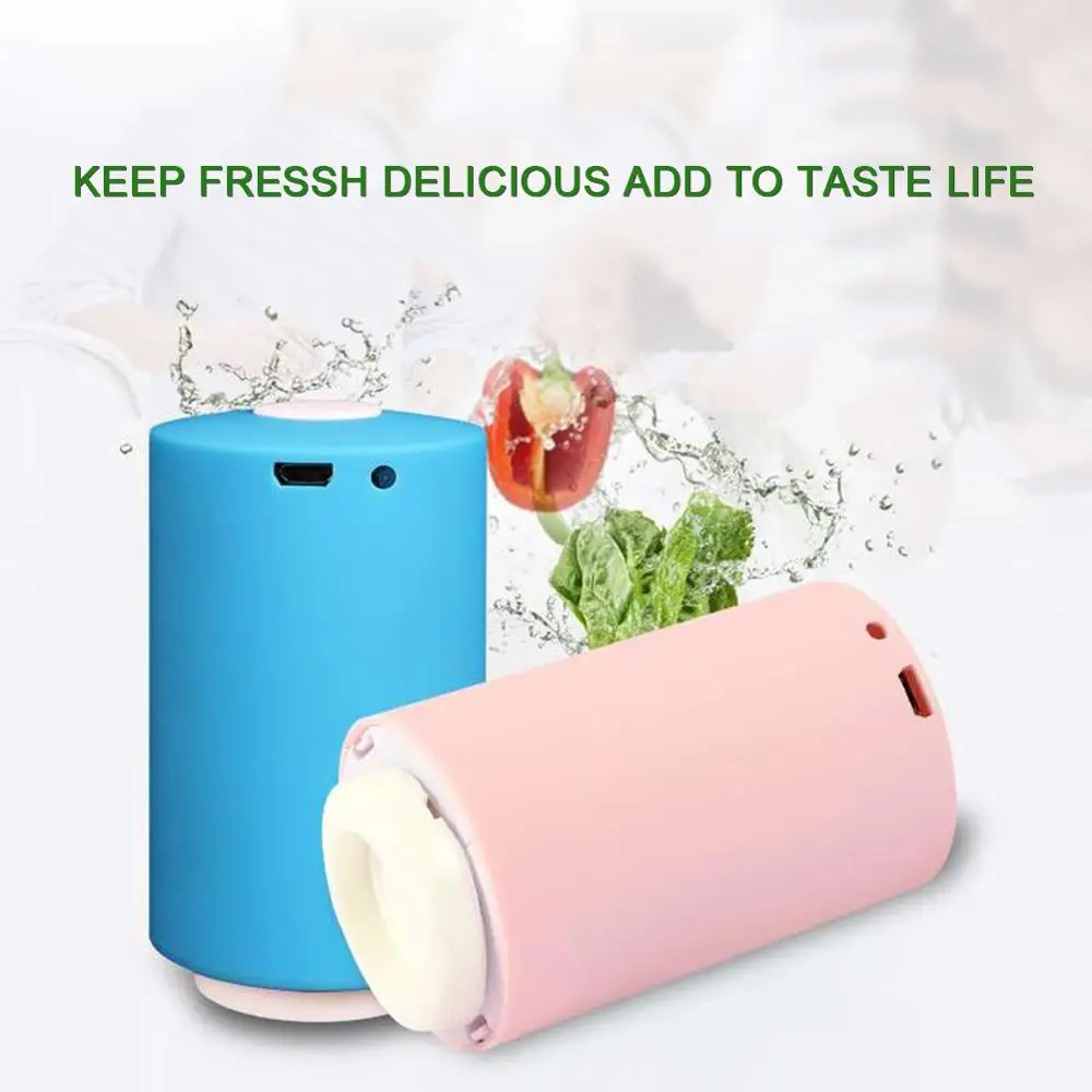 

Mini Electric Vacuum Pump Rechargeable Automatic Compression Household Sealer Clamp Snack Fresh Food Rod Strip Packaging Machine