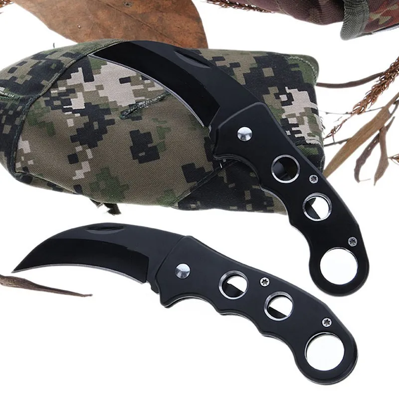 Mini portátil de cuchillo plegable de Camping táctico plegable anillo al aire libre herramientas de caza de acero clave cuchillo de supervivencia