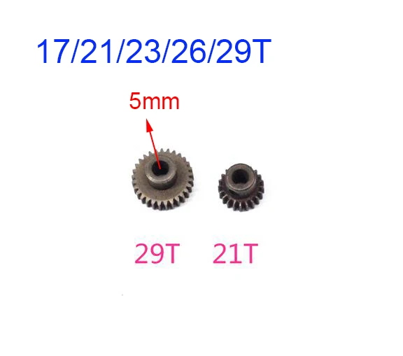 

2Pcs 5mm Motor Shaft Gear 17T 23T 21T 26T 29T 0.6M Steel Metal Pinion For 1/10 RC Car Model HSP 94111
