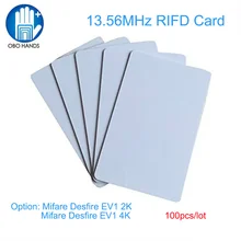 100 шт.) OBO HANDS Высокое качество Rfid пустой ПВХ размер кредитной карты 13,56 МГц MIFARE DESFIRE EV1 2 K/4 K чип