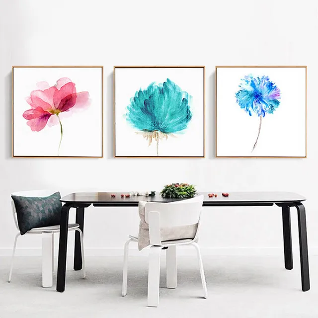 flower watercolor painting modern large print poster wall art canvas