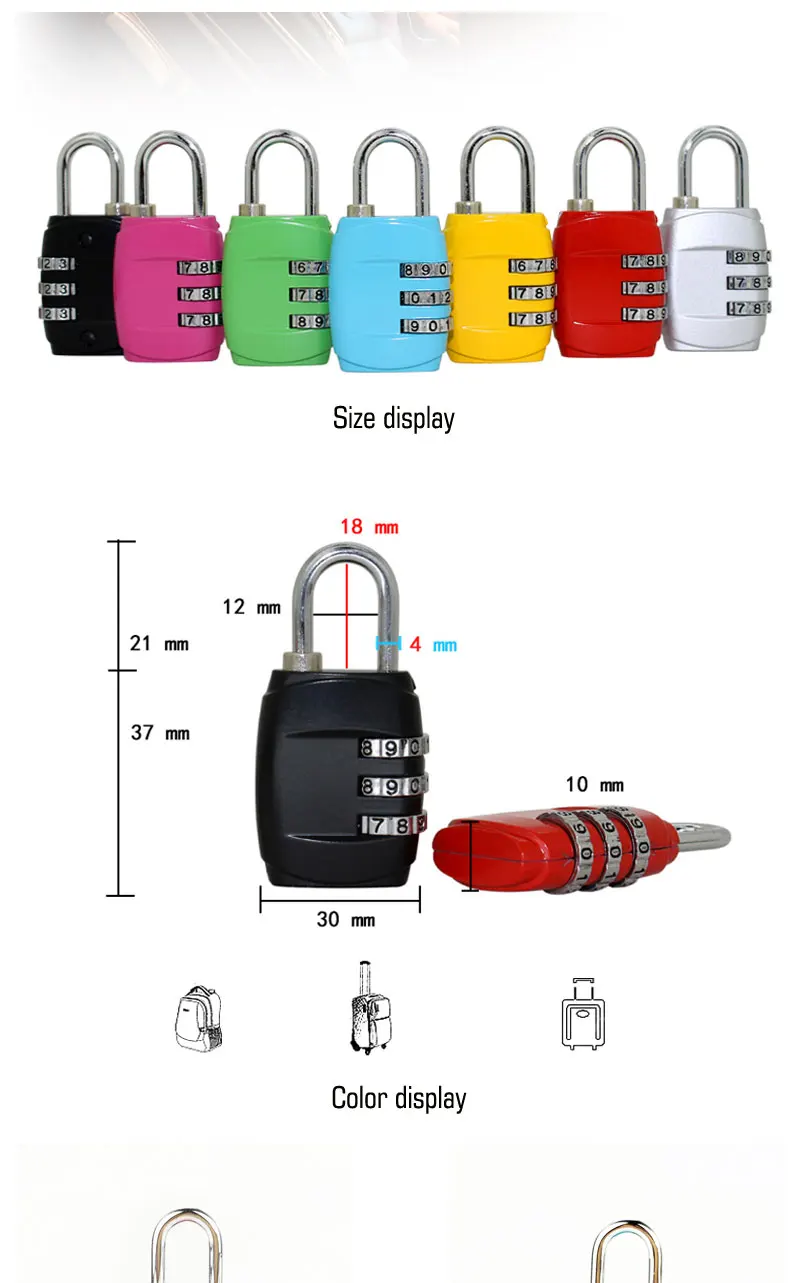 QIAQU Мода 3 цифр Комбинации металлическими элементами; код кодовый замок с переустанавливающимся кодом чемодан TSA кодовый замок для ящика шкафа Чемодан замок