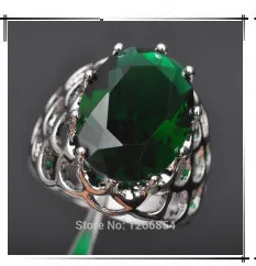 Высокое качество Зеленый камень кубический цирконий для женщин серебряные ювелирные изделия кольцо Размер 6 7 8 9 S0117