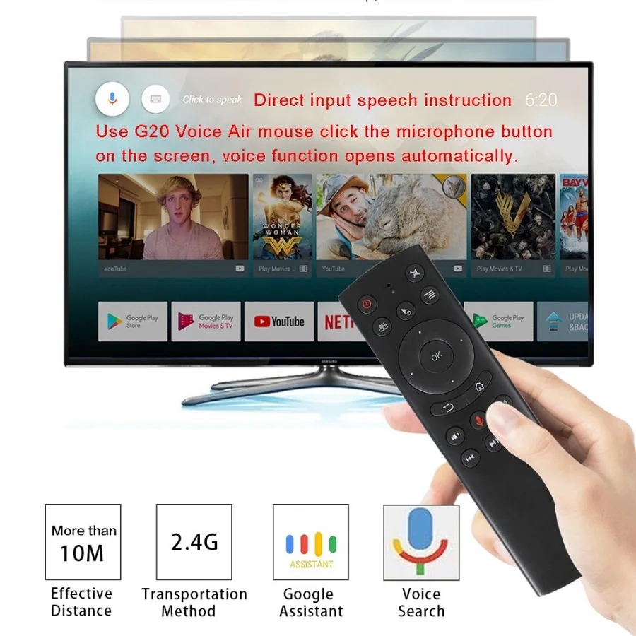 

Funfuture Wireless G20S Air Mouse G20 Gyro Voice Control Universal Mini Keyboard tv Remote Control For PC Android TV Box vs G10s