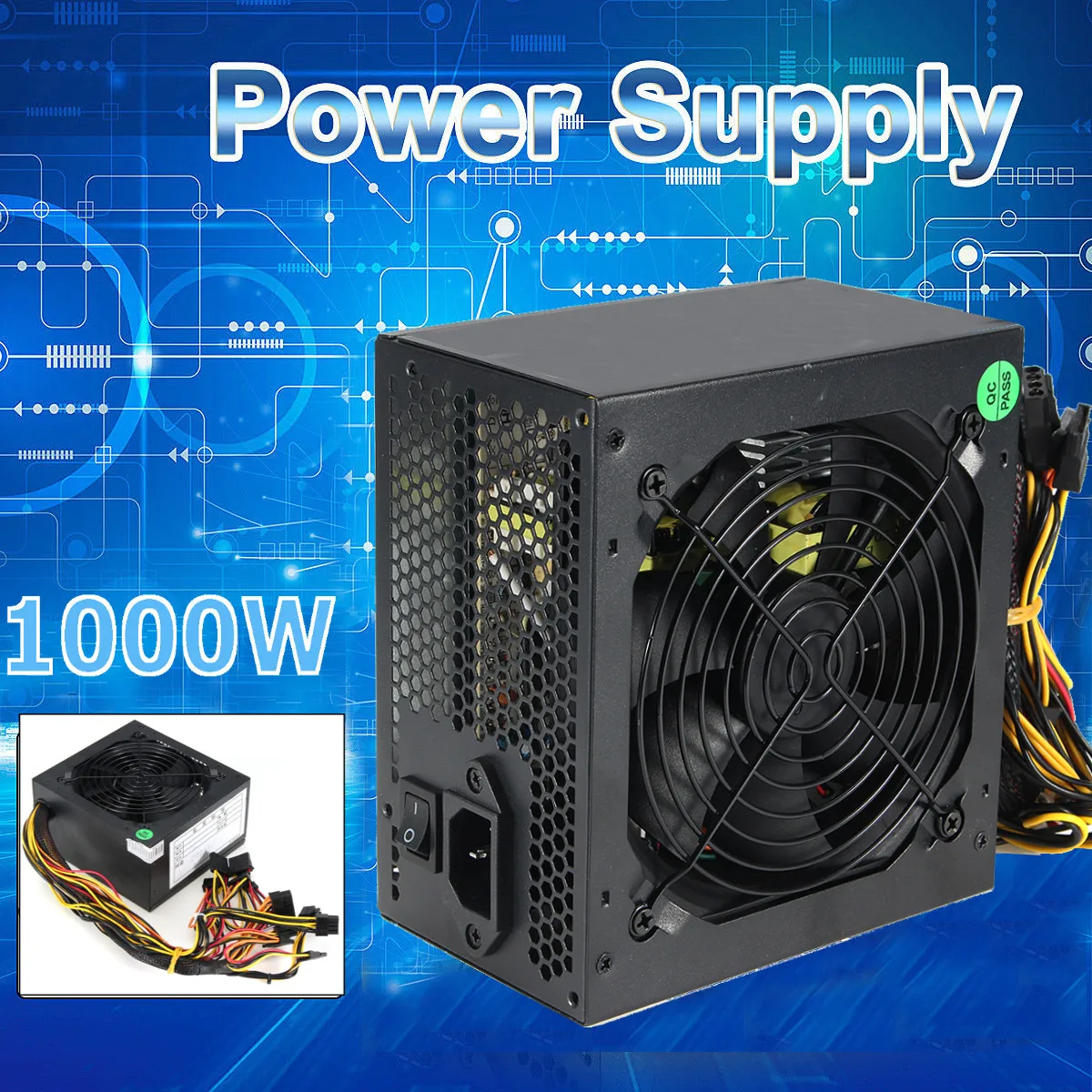 Kopen 1000 w Voeding 120mm Fan Actieve PFC 80 Effici euml;nte 2 PCIE LED Fan Gaming ATX PC Voeding
