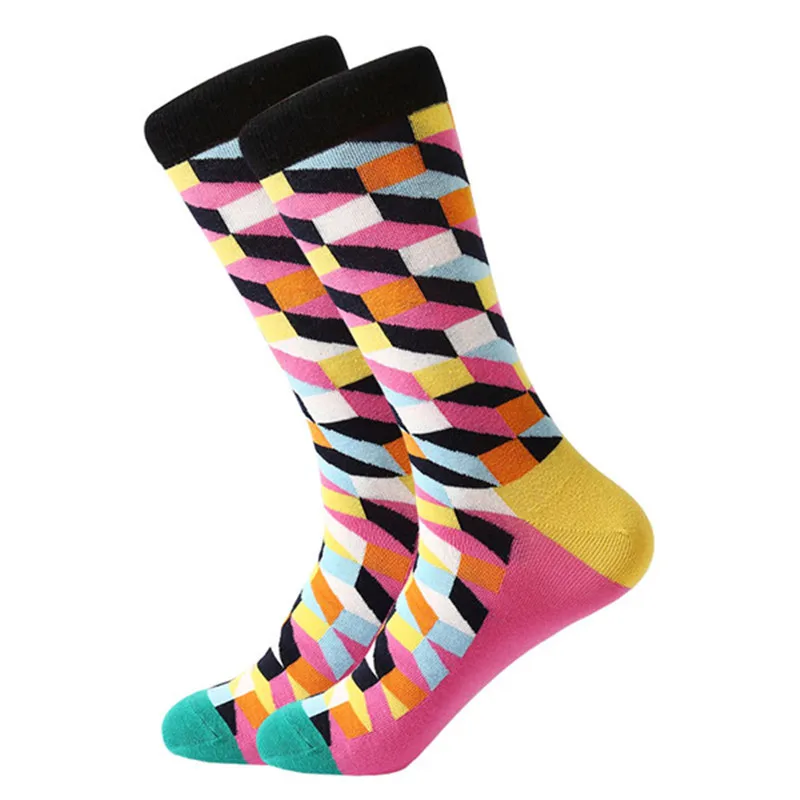 LETSBUY 5 пара/лот забавные яркие разноцветные мужские носки argyle креативные носки для вечеринок повседневные деловые платья sokken