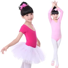 ; детское хлопковое балетное трико с длинными/короткими рукавами для девочек; Леотард для гимнастики и танцев для балета